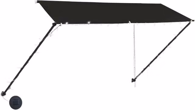 Berkfield Home Retractable Folding Arm Awning with LED in Anthracite and Black, W: 300 cm, D: 150 cm – 1