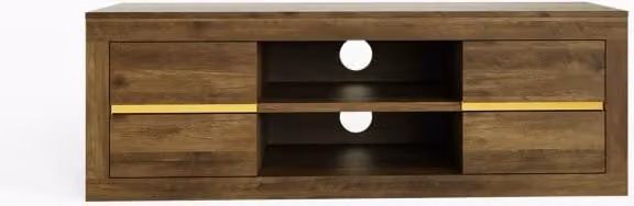 GFW Astley 4 Drawer TV Unit in Wild Oak with Gold Details – 1