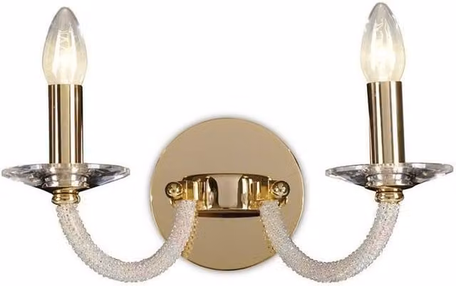 Netlighting Elena Switched Wall Lamp with 2 Candle Lights in Gold and Crystal