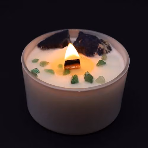 KDMD Throat Chakra Crystal Candle in Blue and White – 2