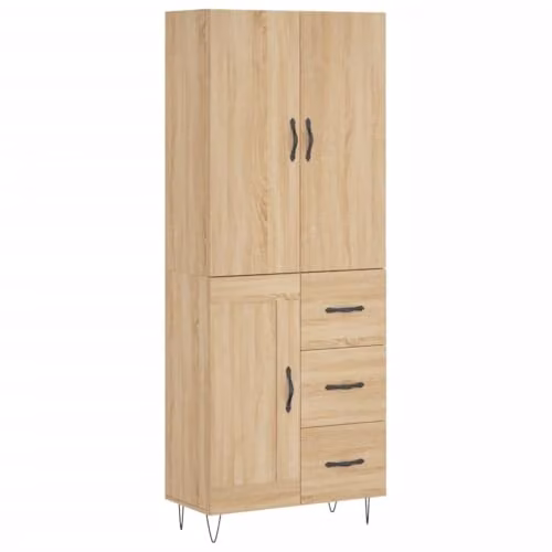 vidaXL Highboard in Sonoma Oak, Brown, W/D/H: 69.5 x 34 x 180 cm