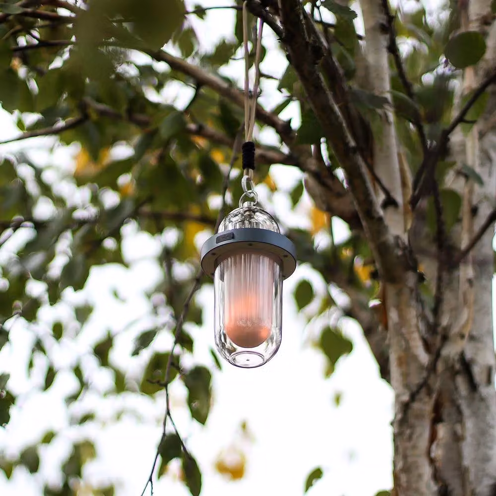 Serenityy Outdoor Flame Effect Hanging Lamp in White with Multi-Colour Lighting – 3