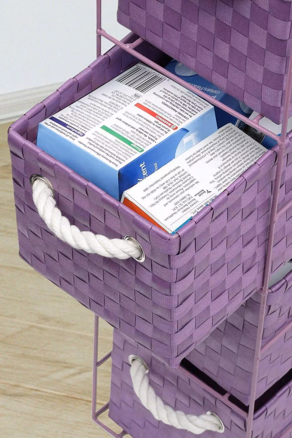 Arpan 4-Drawer Freestanding Storage Unit, Pack of 2, Purple, W/D/H: 18 x 25 x 65 cm – 3
