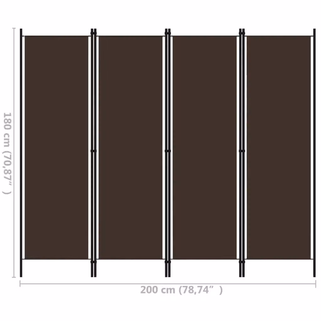 Berkfield Home 4-Panel Metal Room Divider, Brown, W: 200 cm, H: 180 cm – 3
