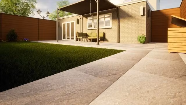 PBSL Group Graphite Grey Limestone Paving W: 90 cm, D: 60 cm, H: 2.5 cm