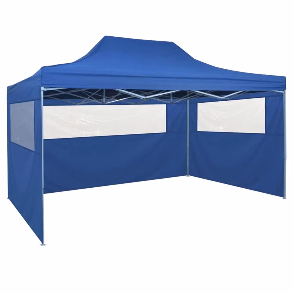 Berkfield Home Blue Foldable Pop-Up Tent with 4 Side Walls, W: 4.5 m, D: 3 m, H: 3 m – 2