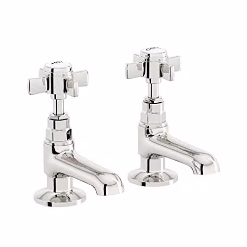 Nes Home Edwardian Twin Basin Taps in Chrome with Two Handles for High Pressure Systems – 3