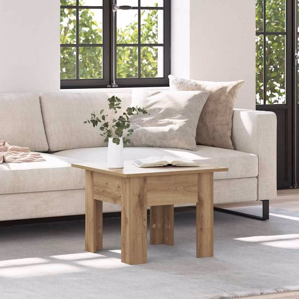 Berkfield Home Elegant Artisan Oak Coffee Table in Brown, W/D/H: 55 x 55 x 42 cm – 3