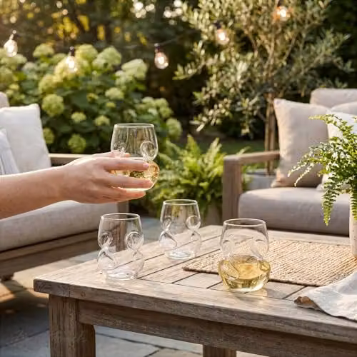 Final Touch Conundrum Stemless White Wine Glasses, Set of 4, Transparent, 266ml – 4