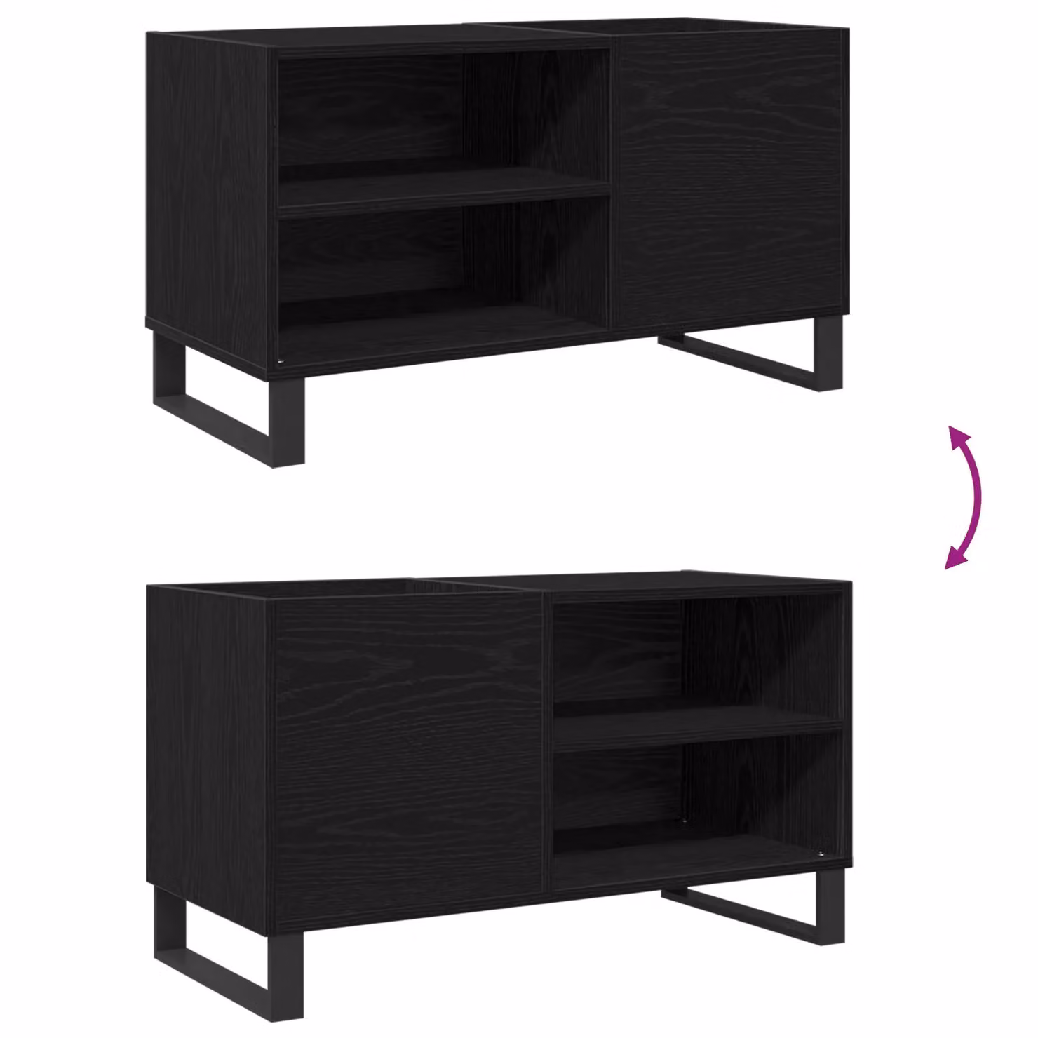 Berkfield Home Modern Record Cabinet in Black Oak, W: 84.5 cm, D: 38 cm, H: 48 cm – 6