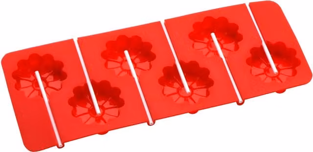Orsina Red Non-Stick Silicone Cake Pop Mould with 6 Flower Moulds and 12 Sticks