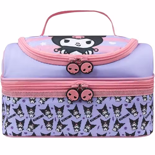 Get Trend Hello Kitty Kuromi Insulated Kids Lunch Bag with Dual Compartments in Purple and Multicolour