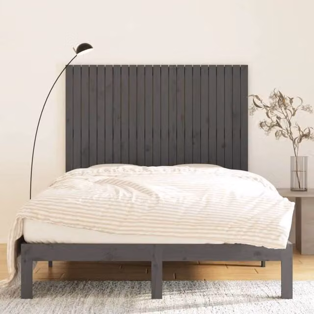 Berkfield Home Grey Solid Wood Pine Wall Headboard, W: 146.5 cm, D: 3 cm, H: 110 cm – 1