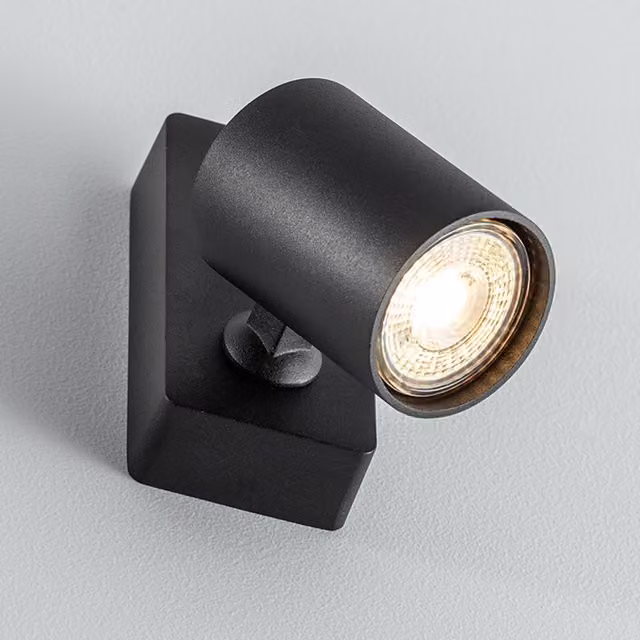 CGC Lighting Nell Modern Single Round Wall Spotlight with Adjustable Head in Black