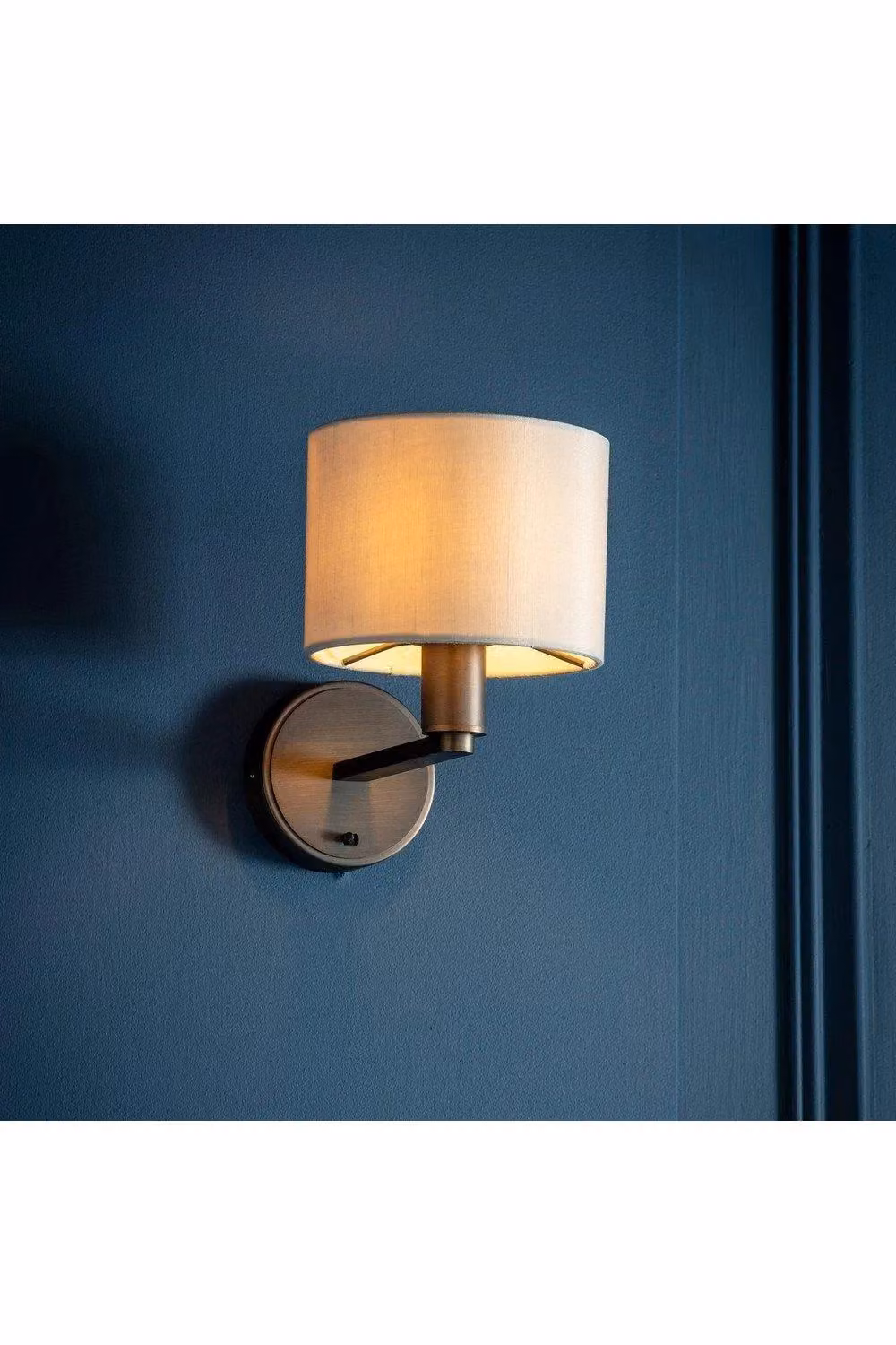 Netlighting Daley Wall Lamp in Antique Bronze and Brown with Marble and Fabric Round Shade and USB Socket – 2