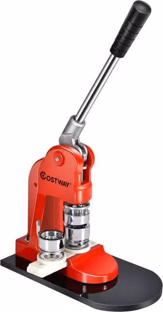 Costway Badge Maker Machine 25mm Button Punch Press in Red with 1000 Button Parts – 1