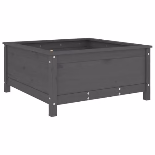 vidaXL Grey Pine Wood Garden Planter Tub W/D/H: 82.5 x 82.5 x 39 cm