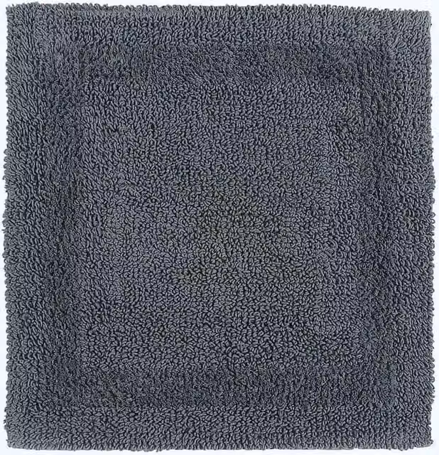 Homescapes Luxury Cotton Reversible Square Bath Mat, Grey, 50 x 50 cm