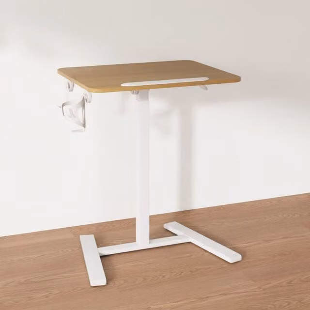 Gymax Foldable Mobile Standing Desk, Height Adjustable Sit Stand Desk in Khaki Natural