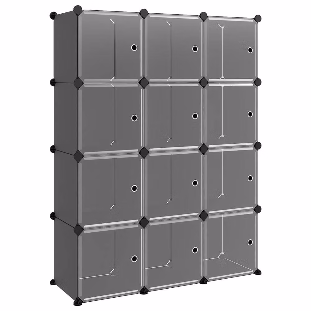 Berkfield Home 12-Cube Storage Organiser with Doors in Black – 3