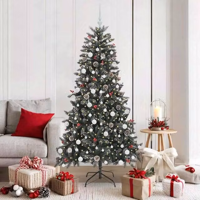 Berkfield Home Artificial Christmas Tree with 300 LEDs, Green, W/D/H: 99 x 99 x 180 cm