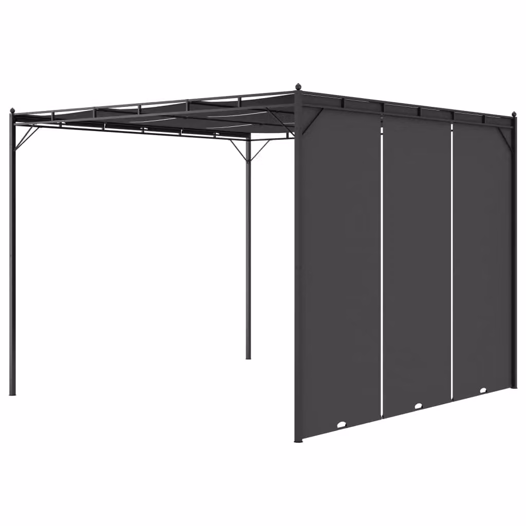 Berkfield Home Garden Gazebo with Side Curtain, Anthracite and Black, W/D/H: 300 x 300 x 225 cm – 4