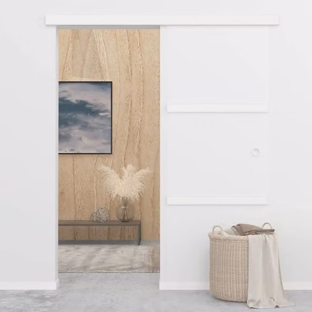 Berkfield Home Sliding Glass and Aluminium Door with Soft Stops, Silver, W: 76 cm, H: 205 cm