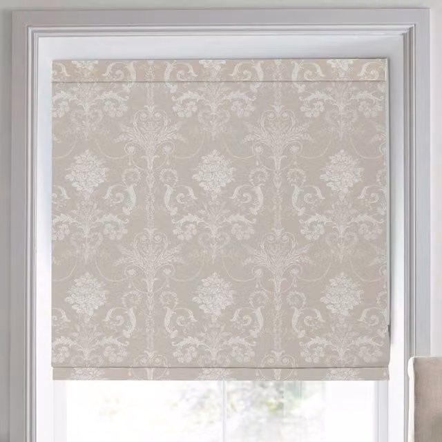 Laura Ashley Josette Made To Measure Blackout Roman Blind in Dove Grey Floral Design
