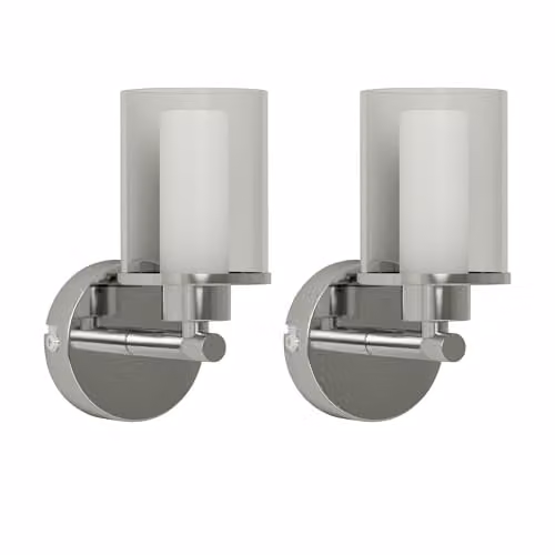 First Choice Lighting Wren Set of 2 Chrome Bathroom Wall Lights with Transparent Glass Shades – 1