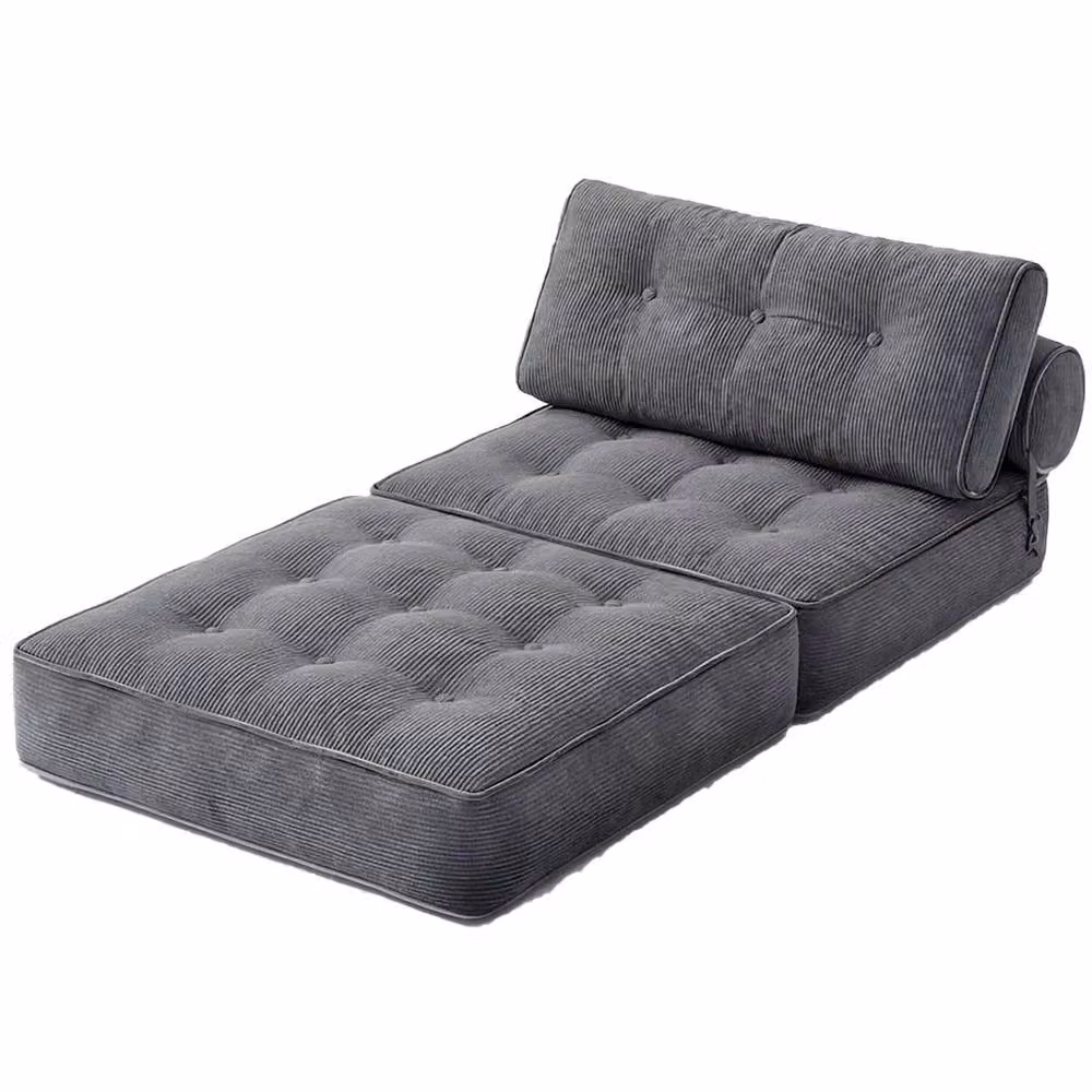 FORGEVIO Grey 3-in-1 Folding Floor Sofa Bed and Portable Boneless Foam Couch – 4