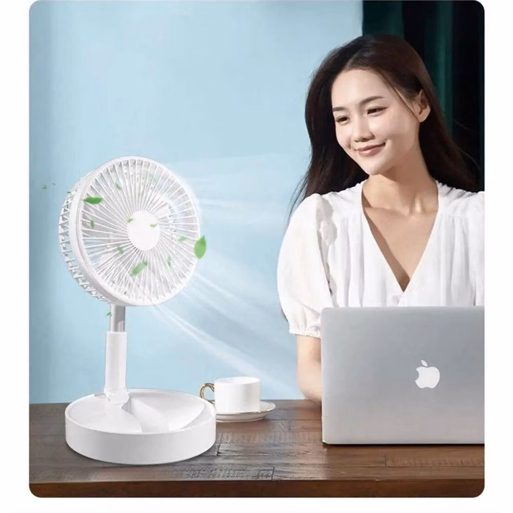 Nordara White USB Rechargeable Foldable Table Desk Fan with Telescopic Stand, H: 130 cm, W: 45 cm – 3
