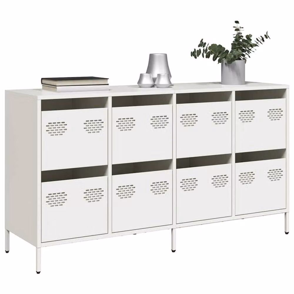 Berkfield Home White Matt Metal Sideboard W/D/H: 135 x 39 x 73.5 cm – 2