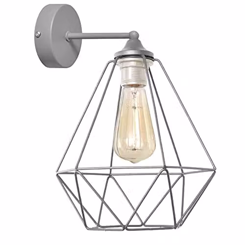 Netlighting Helam Karo Industrial Metal Wall Lamp, Grey, Diameter: 25 cm