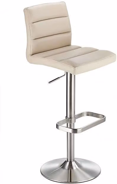 netfurniture Swank Adjustable Swivel Bar Stool in Beige Synthetic Leather with Metal Base