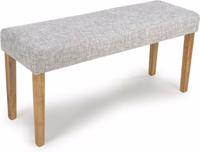 Shankar Durham Medium Backless Bench in Grey Fabric with Oak Wood Legs