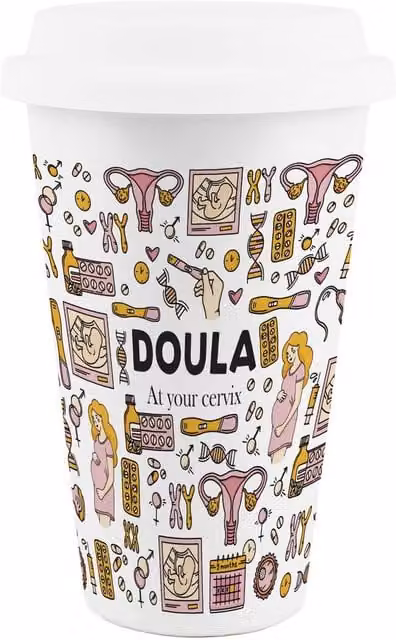 Purely Home Novelty Doula Ceramic Travel Mug in White