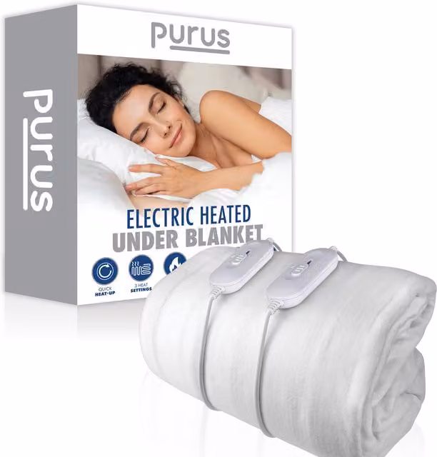 Purus Electric Heated Fitted Under Blanket in White, W/D/H: 150 x 200 cm