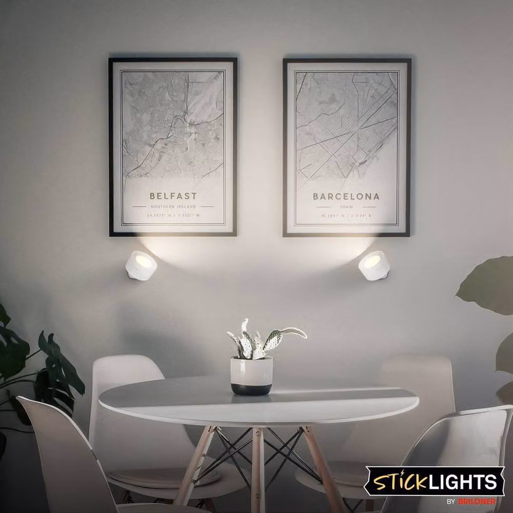 Briloner Rechargeable Cordless LED Wall Light, Dimmable and Touch Controlled, White, W/D/H: 9 x 7.5 x 4 cm – 6