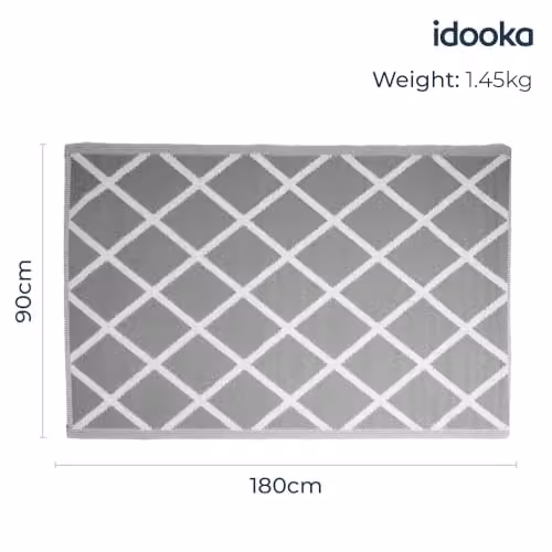 idooka Waterproof Outdoor Rug in Grey Diamonds, W/D/H: 90 x 180 cm – 2