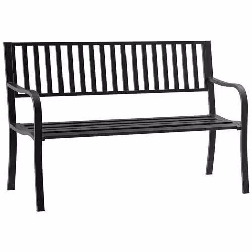 Outsunny Black Metal 2 Seater Garden Bench, W/D/H: 127 x 60 x 81 cm – 1