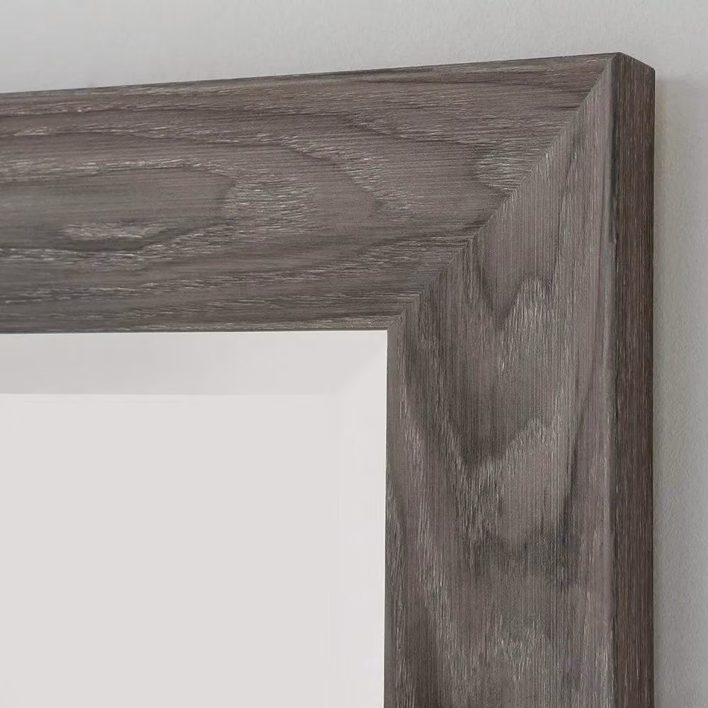 Yearn Rustic Grey Wood Effect Scooped Framed Rectangular Wall Mirror in Pale Green, W: 76 cm, H: 61 cm – 3