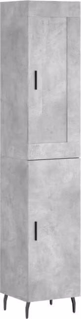 Berkfield Home Highboard in Concrete Grey, Industrial Style with Hinged Doors and Internal Shelves, W/D/H: 34.5 x 34 x 180 cm