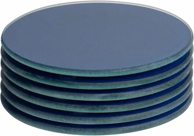 Harbour Housewares Round Blue Glass Coasters, Pack of 6, Diameter: 10 cm – 5