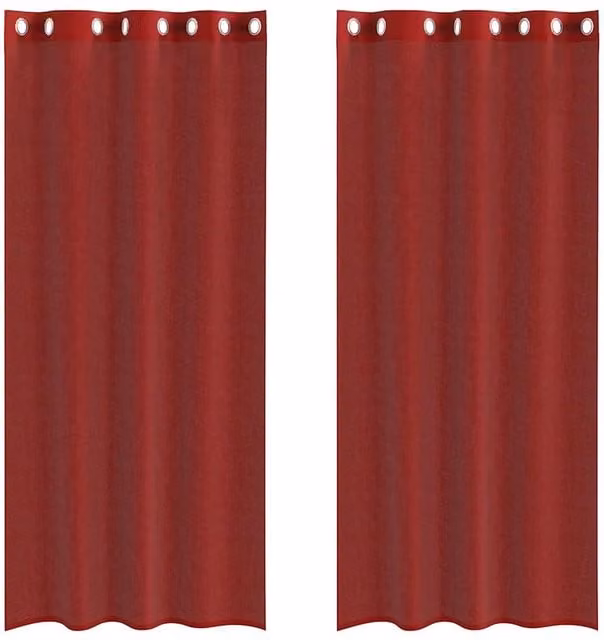 Berkfield Home Red Plain Voile Fabric Curtains with Eyelets, 2 Pack