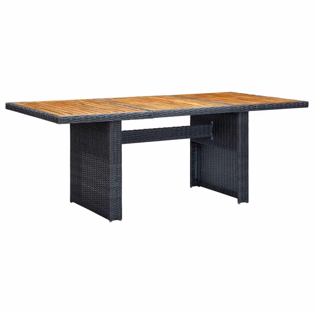 Berkfield Home Extendable Round Garden Table in Dark Grey Poly Rattan and Solid Acacia Wood – 2