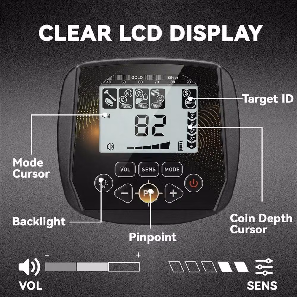 SPETLEK 5 Modes Metal Detector with IP68 Waterproof Search Coil in Black – 3