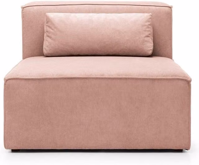 Abakus Direct Doris Armless Accent Chair Module in Pink Cord Chenille, W/D/H: 94 x 94 x 73 cm – 1