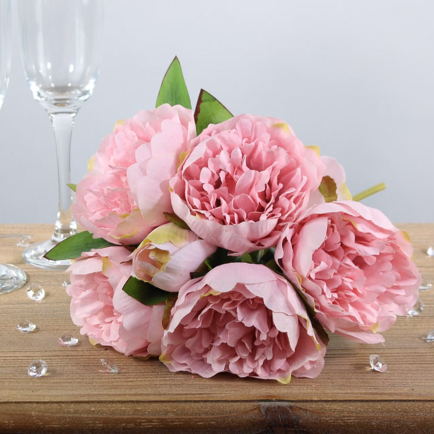 Kingsbury Gifts Artificial Peony Bouquet in Pink, Height: 28 cm – 2