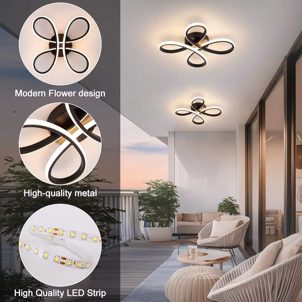 COMELY Modern 30W LED Ceiling Light in Black with 3000K Warm White Light – 6