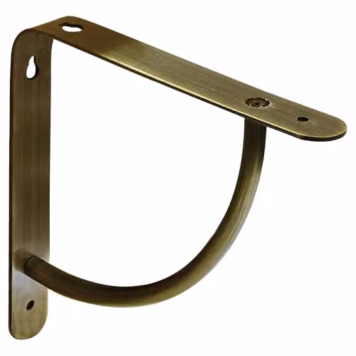 RBUK Set of 4 Brushed Brass Cove Metal Shelf Brackets, W/D/H: 18 x 18 x 18 cm